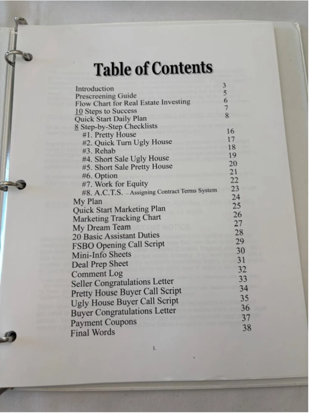 The Wolff Couple Real Estate Investing Training System Binders #E60
